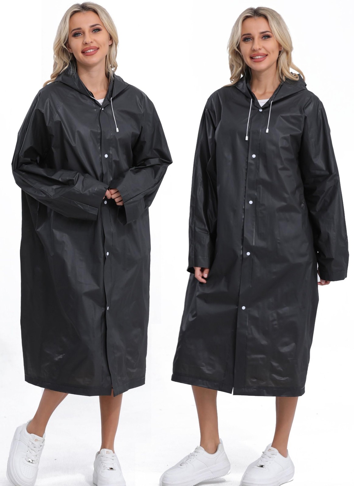 2-Pack Reusable Rain Ponchos for Adults, Raincoats Emergency for Women/Men with