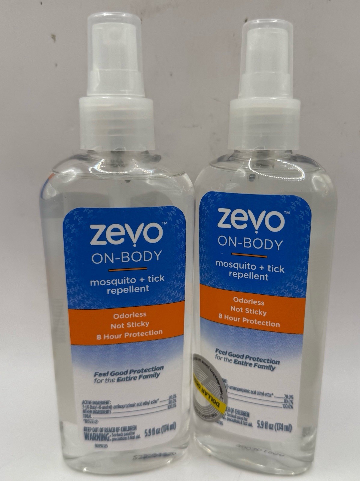 Pack Of 2- Zevo On Body Mosquito and Tick Repellent Bug Spray Pump Spray