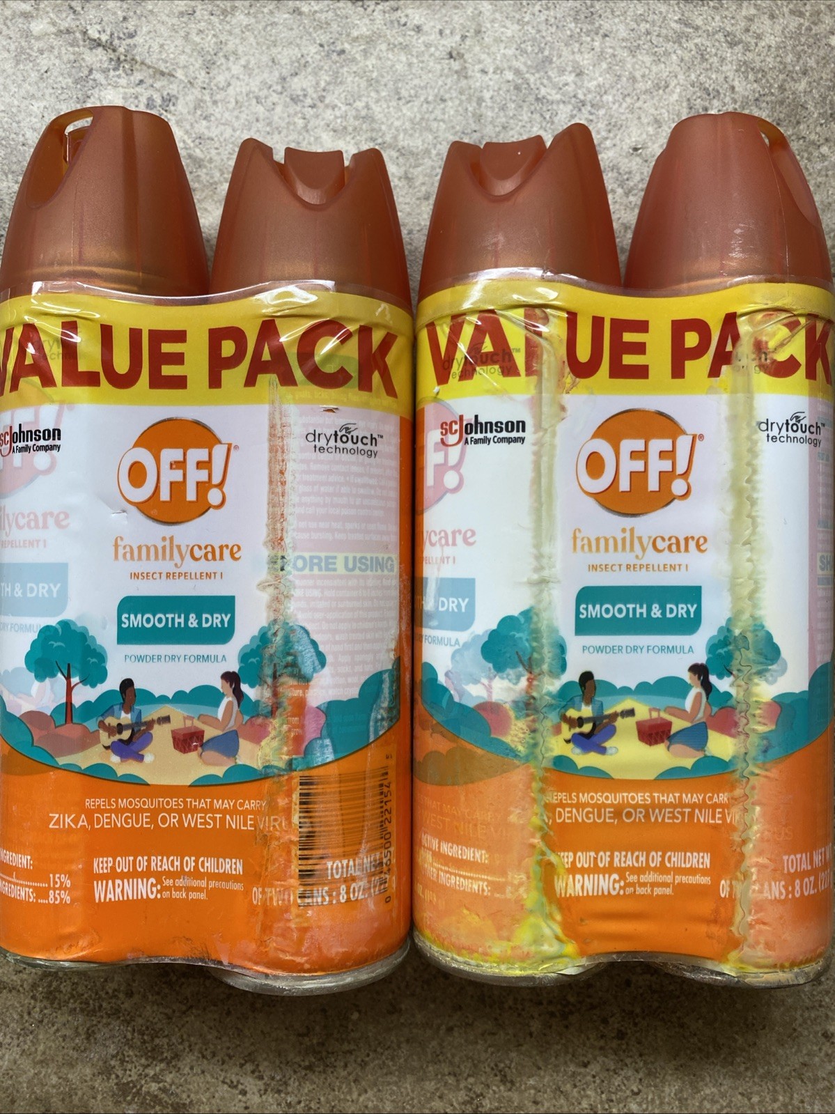 4 CANS OFF! Family Care Insect Repellent Smooth & Dry 8oz Mosquito, Tick