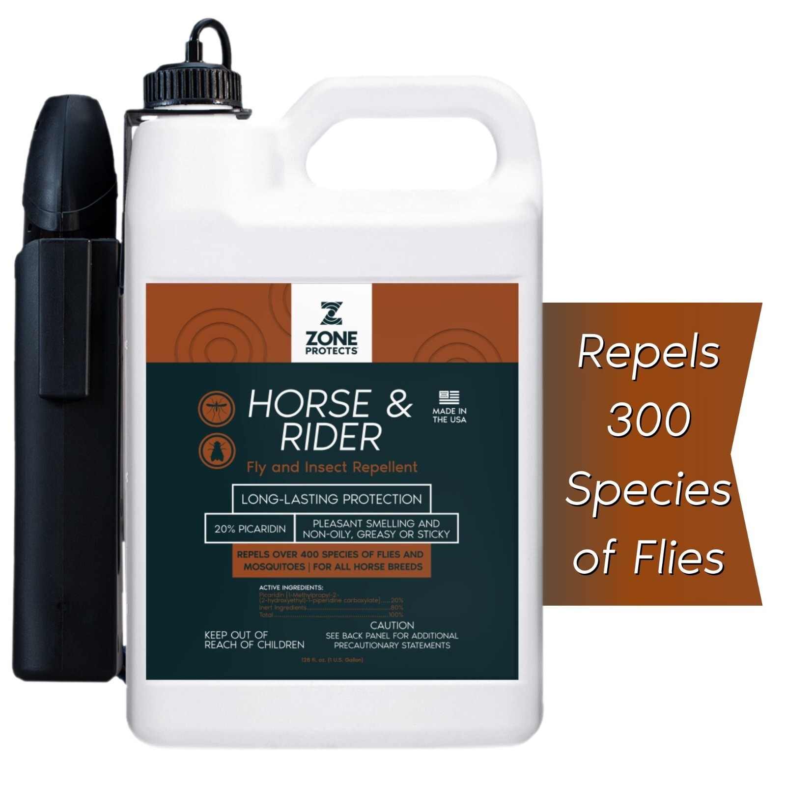 Zone Protects Horse & Rider Fly Insect, Picaridin Insect Repellent; Gallon