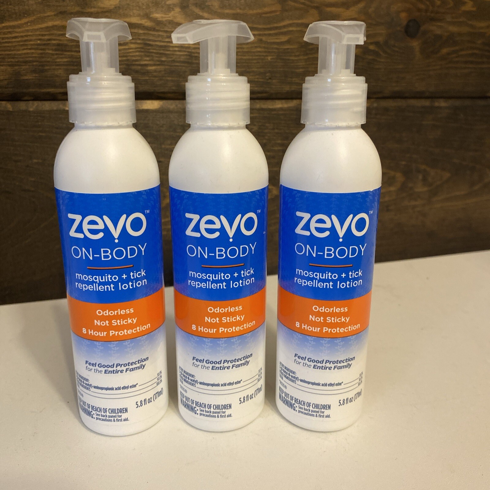 3 Zevo On Body Mosquito + Tick repellent Lotion 5.8 fl. oz