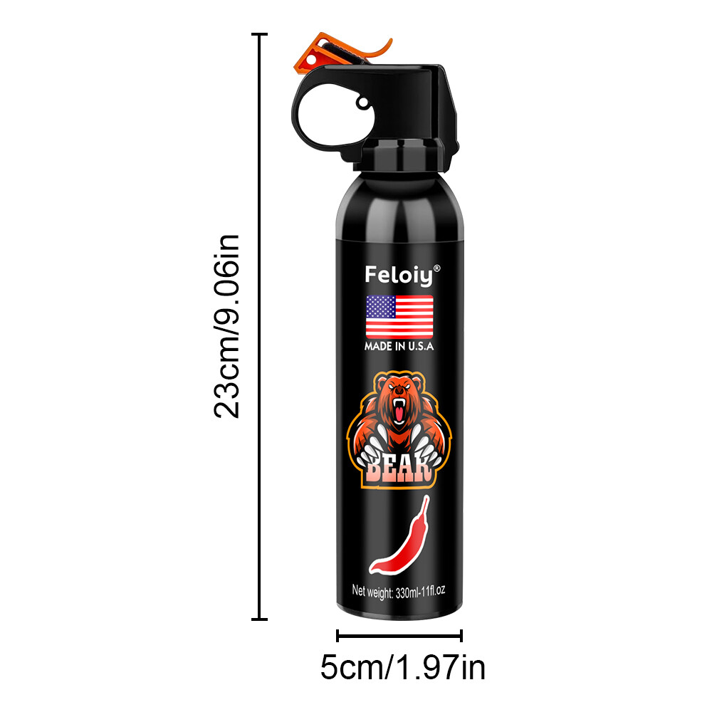Feloiy 11 oz. Bear Repellent Survival Spray Deterrent 30ft with Spray Bag