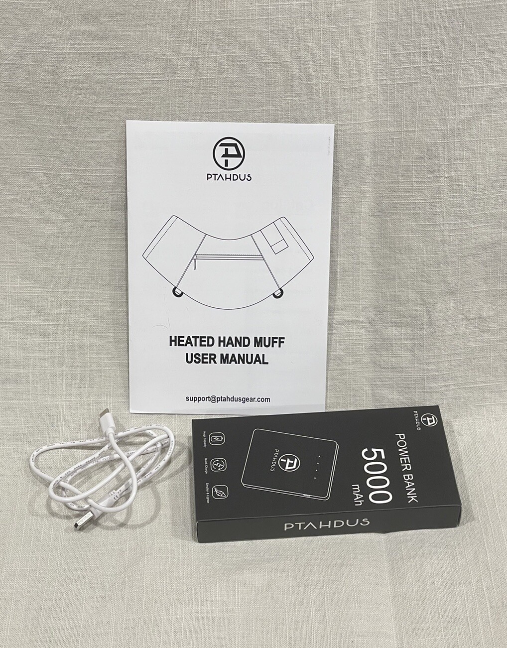 PTAHDUS Heated Hand Warmer Pouch Portable 7.4V Rechargeable Battery Open Box
