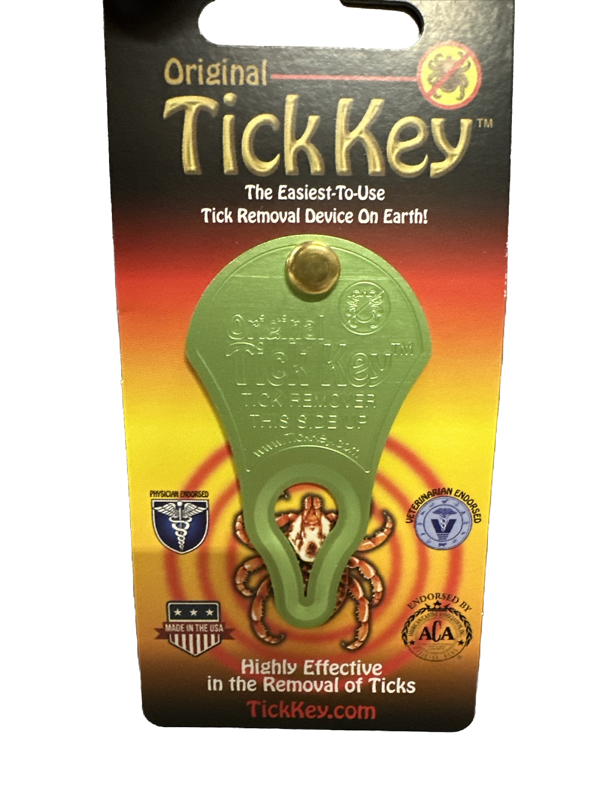(1) Original TICK KEY Tick Removal Device For Kids Adults Pets USA Made Aluminum
