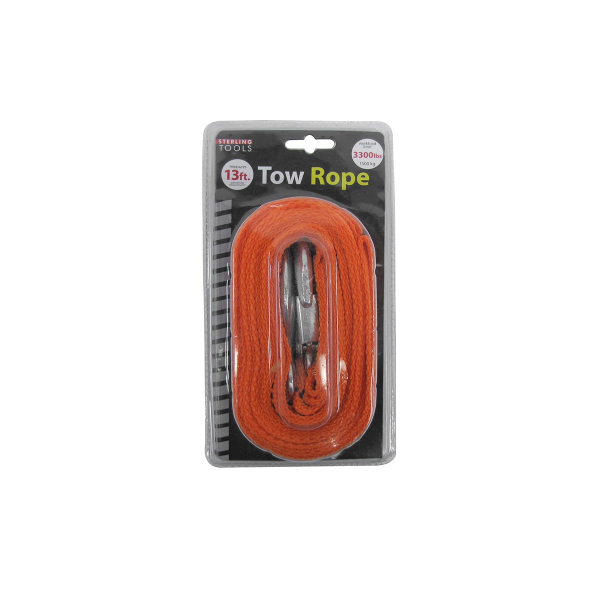 13ft 3300LB Auto Car Orange Nylon Roadside Emergency Heavy Duty Tow Rope Hook