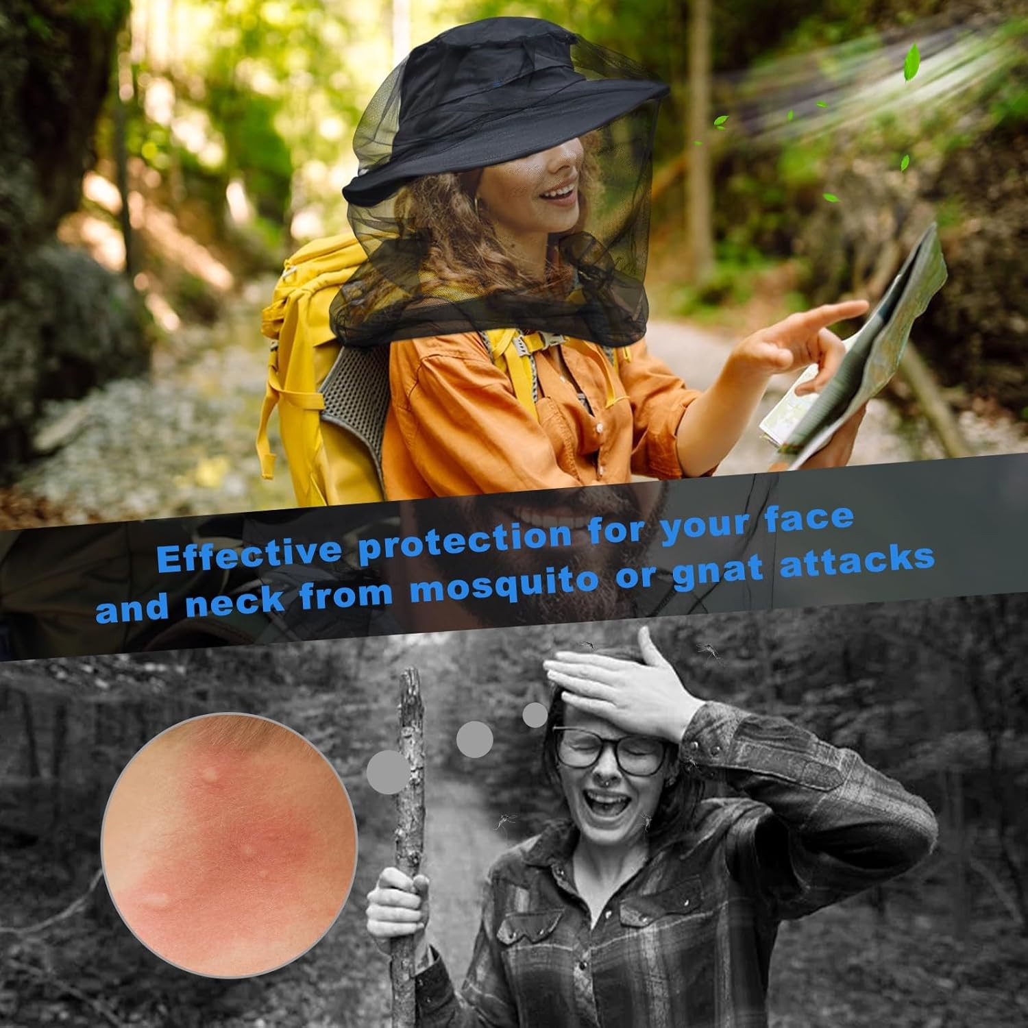 4pcs Premium Mosquito Head Net for Insect, Fly & Bug Protection Gear for Camping