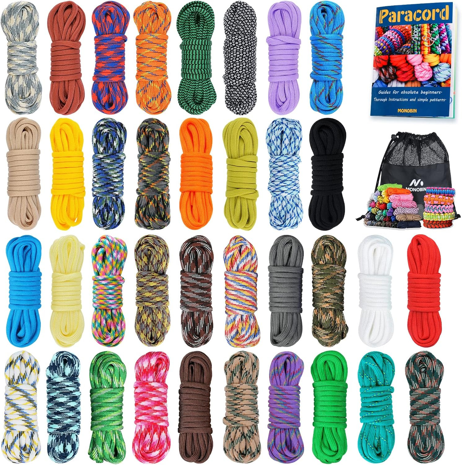 36 Colors 10Ft Paracord 550 Combo Kit, Paracord Bracelets Making Kit