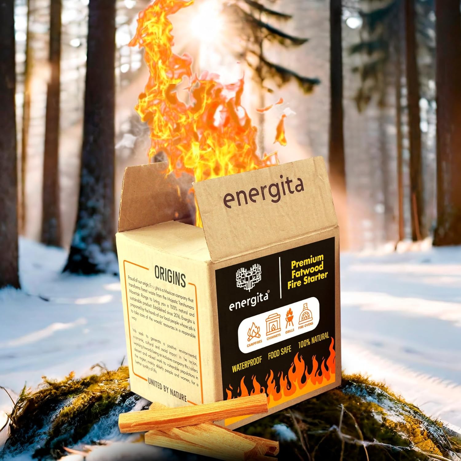 Energita 10lbs Premium Fatwood Fire Starter Sticks, 100% All Natural, Waterproof