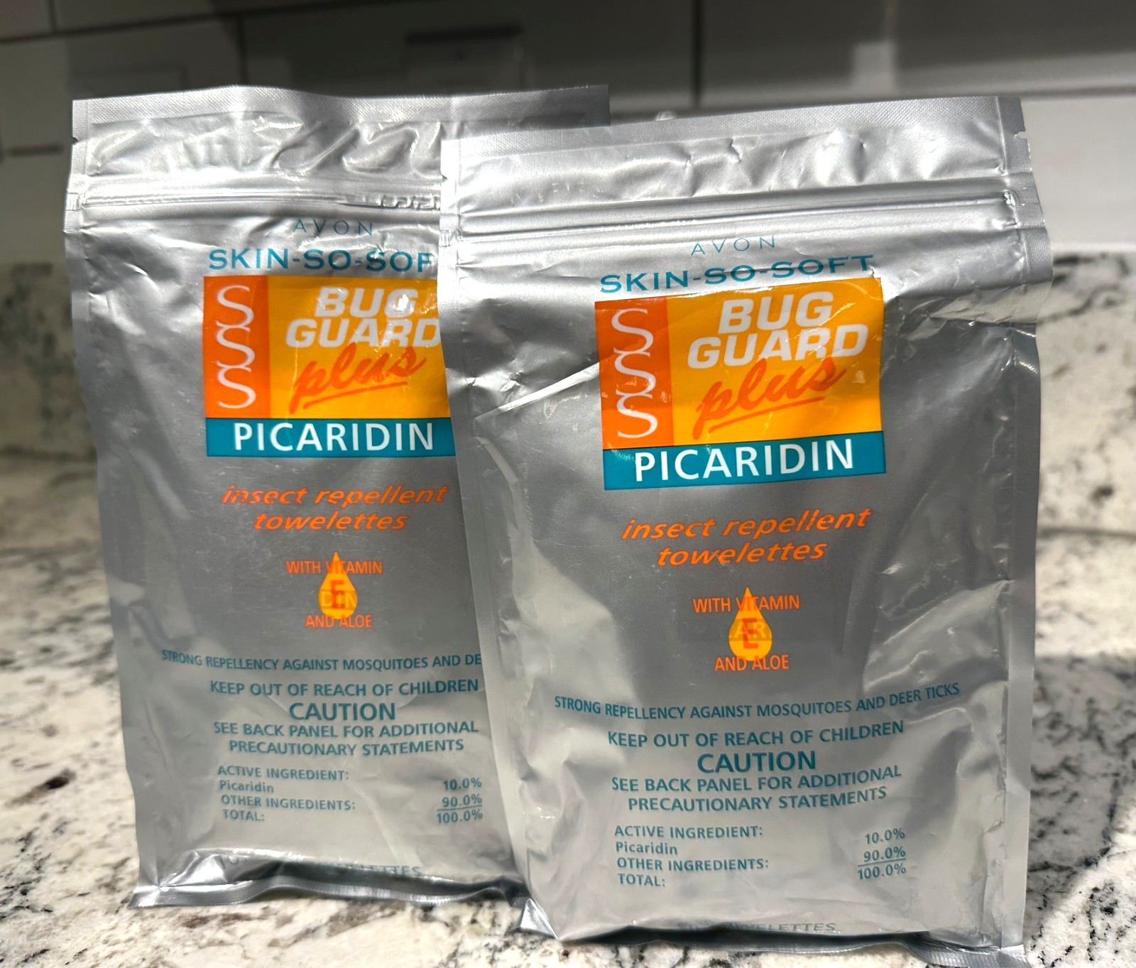 AVON SKIN SO SOFT Bug Guard Plus Picaridin Insect Repellent 8 Towelettes 2 Packs