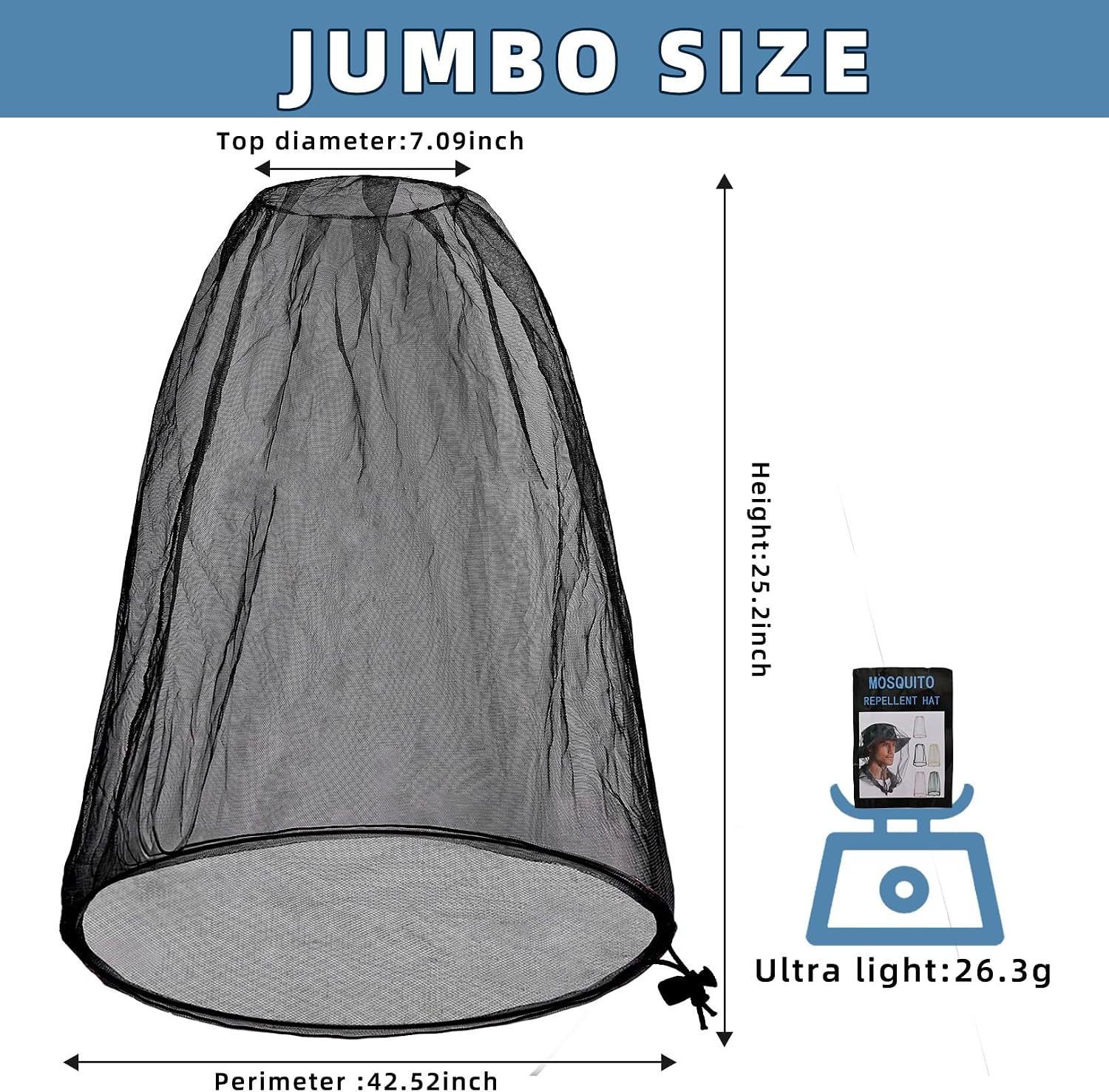Oversized Mosquito Net 42 X 25 Inches Ultra Large Mosquito Head Net Face Neck