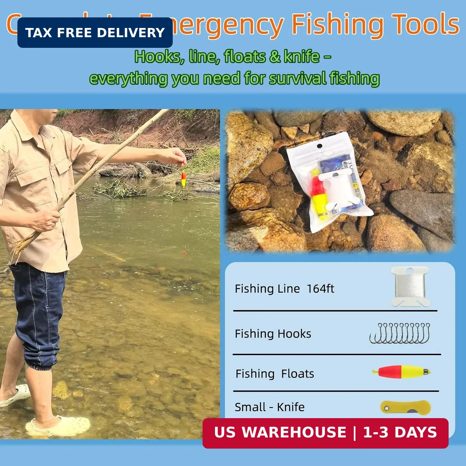 Mini Survival Fishing Kit-Compact Emergency Fishing Gear for Camping,Hiking,Bush