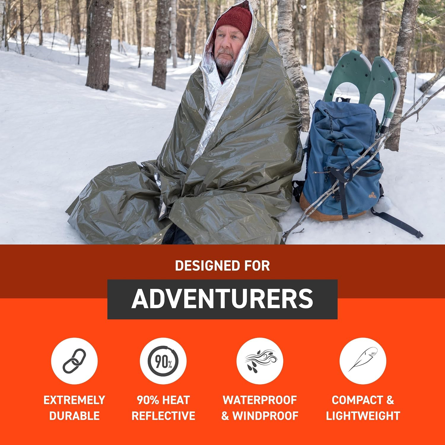 90% Heat Reflective Heavy-Duty Emergency Blanket – Thick, Rugged for Disaster Pr