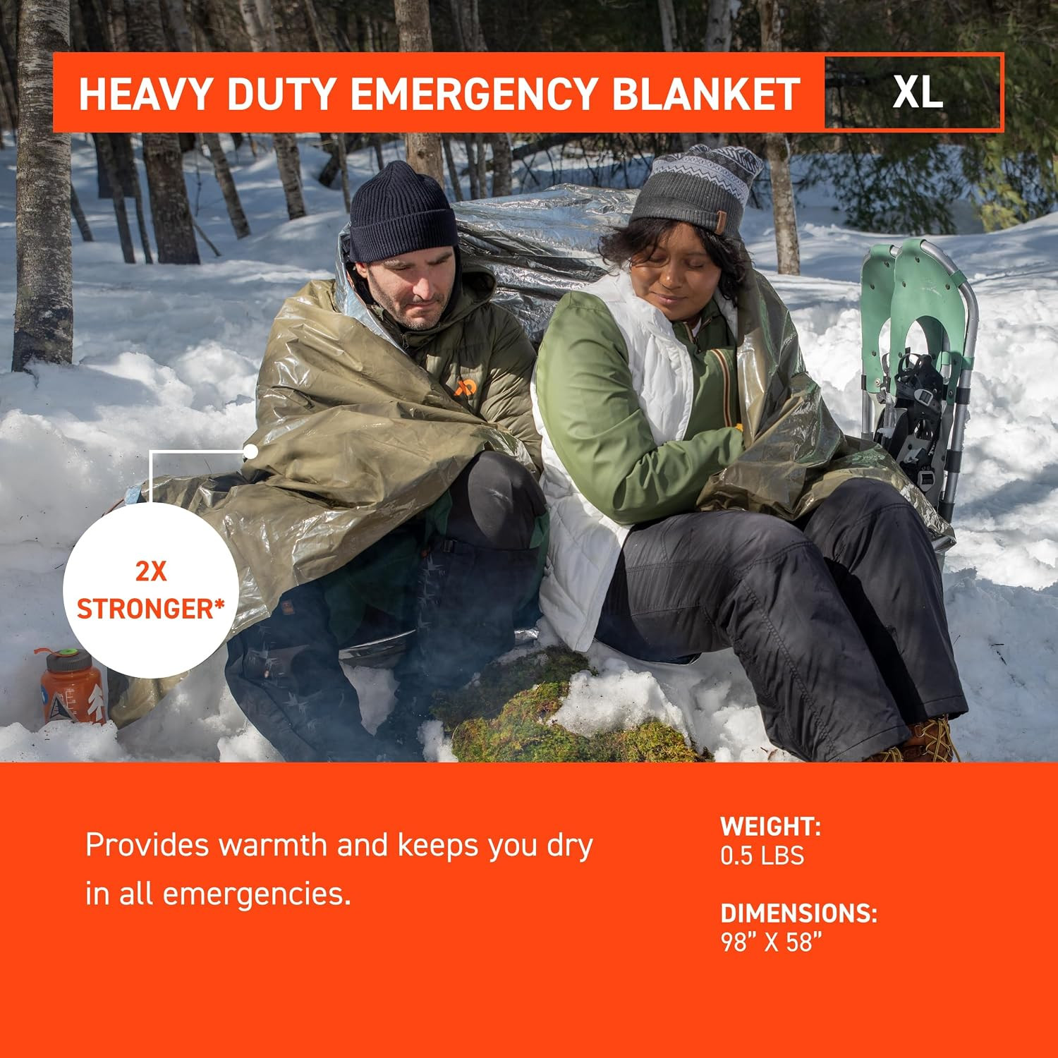 90% Heat Reflective Heavy-Duty Emergency Blanket – Thick, Rugged for Disaster Pr