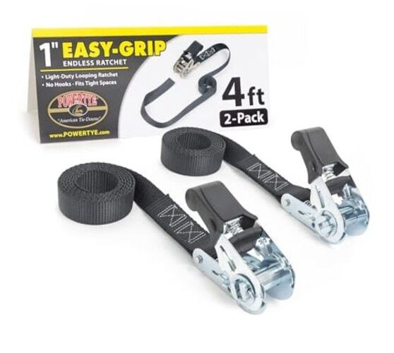 Easy-Grip Light-Duty Endless Ratchet (no Hooks) – 400 lb. 1in x 4ft Black
