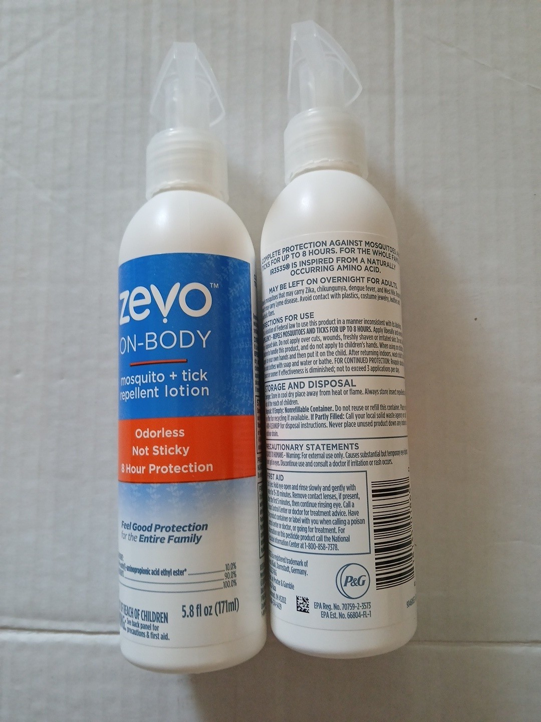 2 Pack Zevo On-Body Mosquito+Tick Repellent Lotion Non Sticky Odorless 8hr. Pro