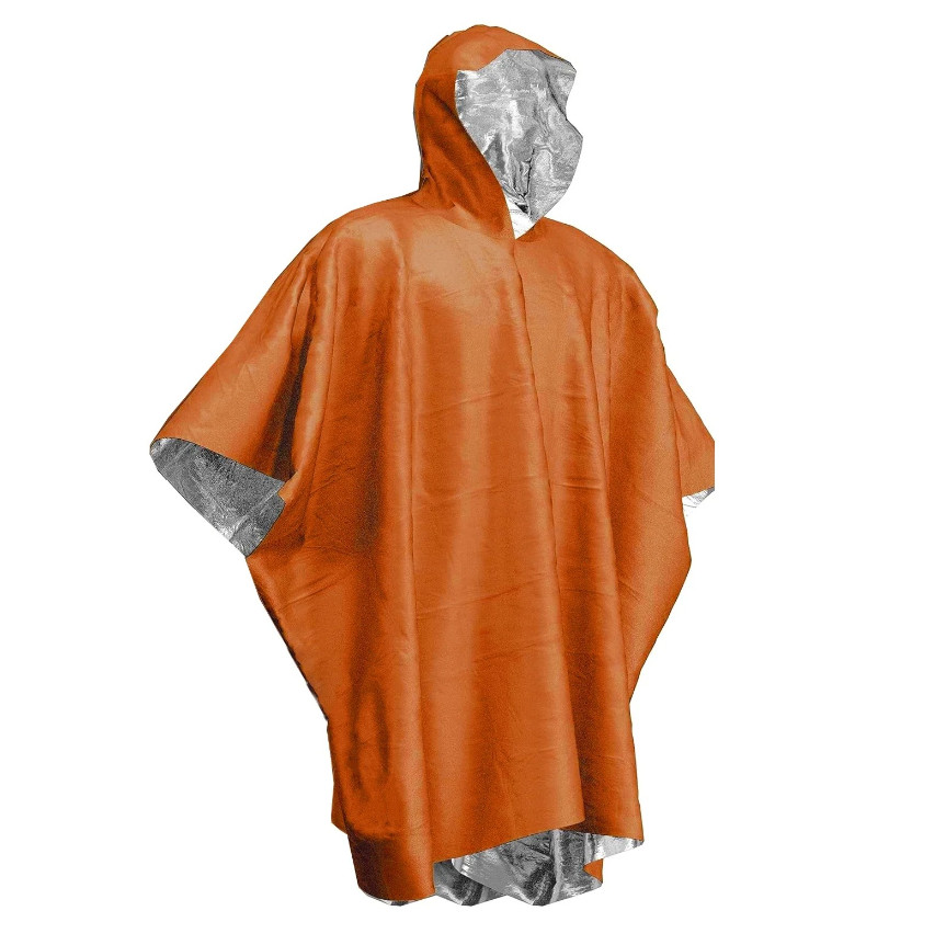 1pc Orange /Green Emergency Rain Poncho Waterproof Survival Camping Blanket