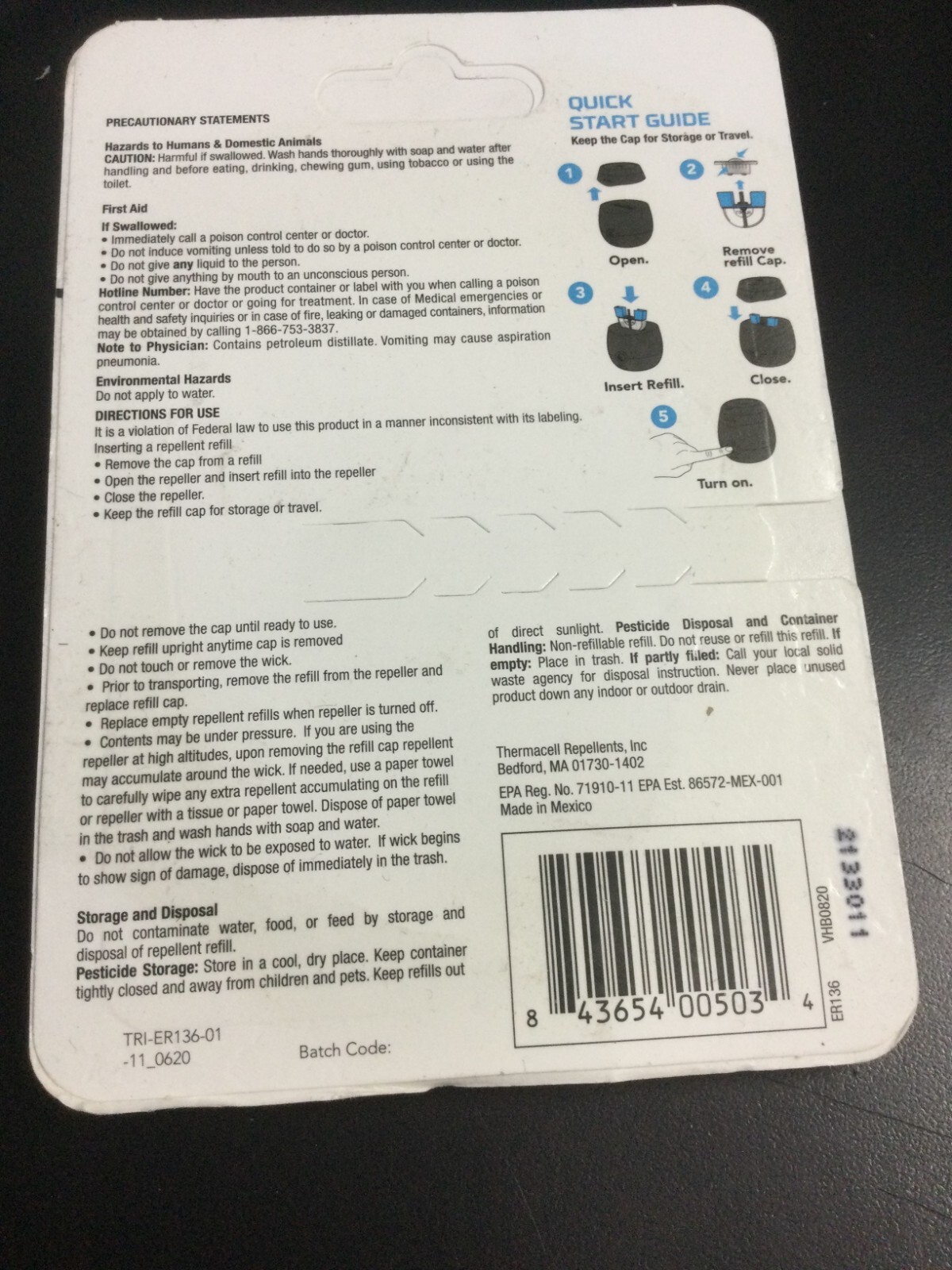 Thermacell Mosquito Repellent Refill 36 Hours ER136 5034