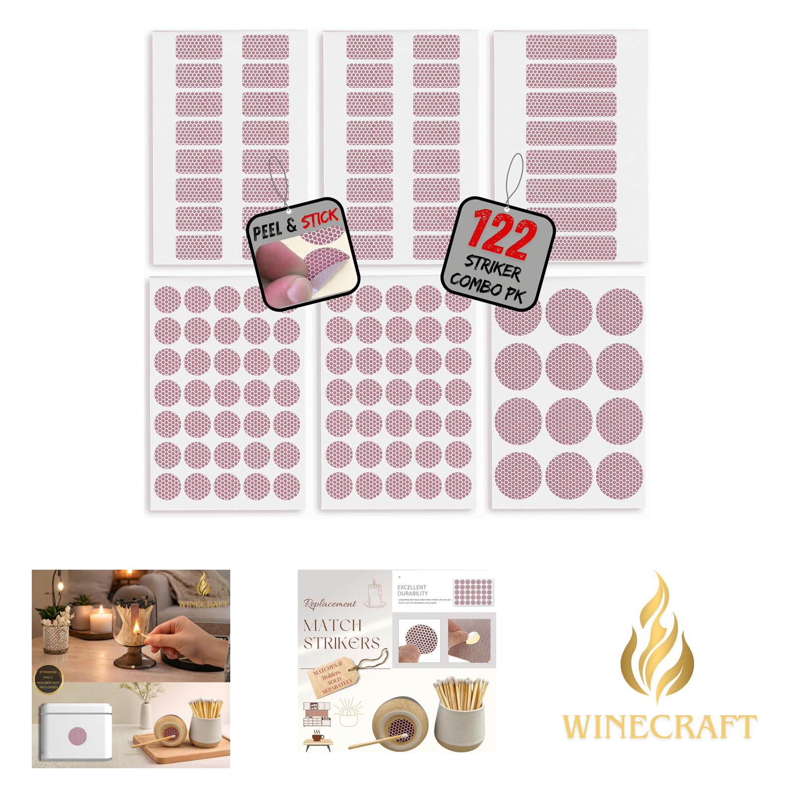 122 Piece Match Striker Adhesive Pack for Safety Matches Camping Outdoor Fire