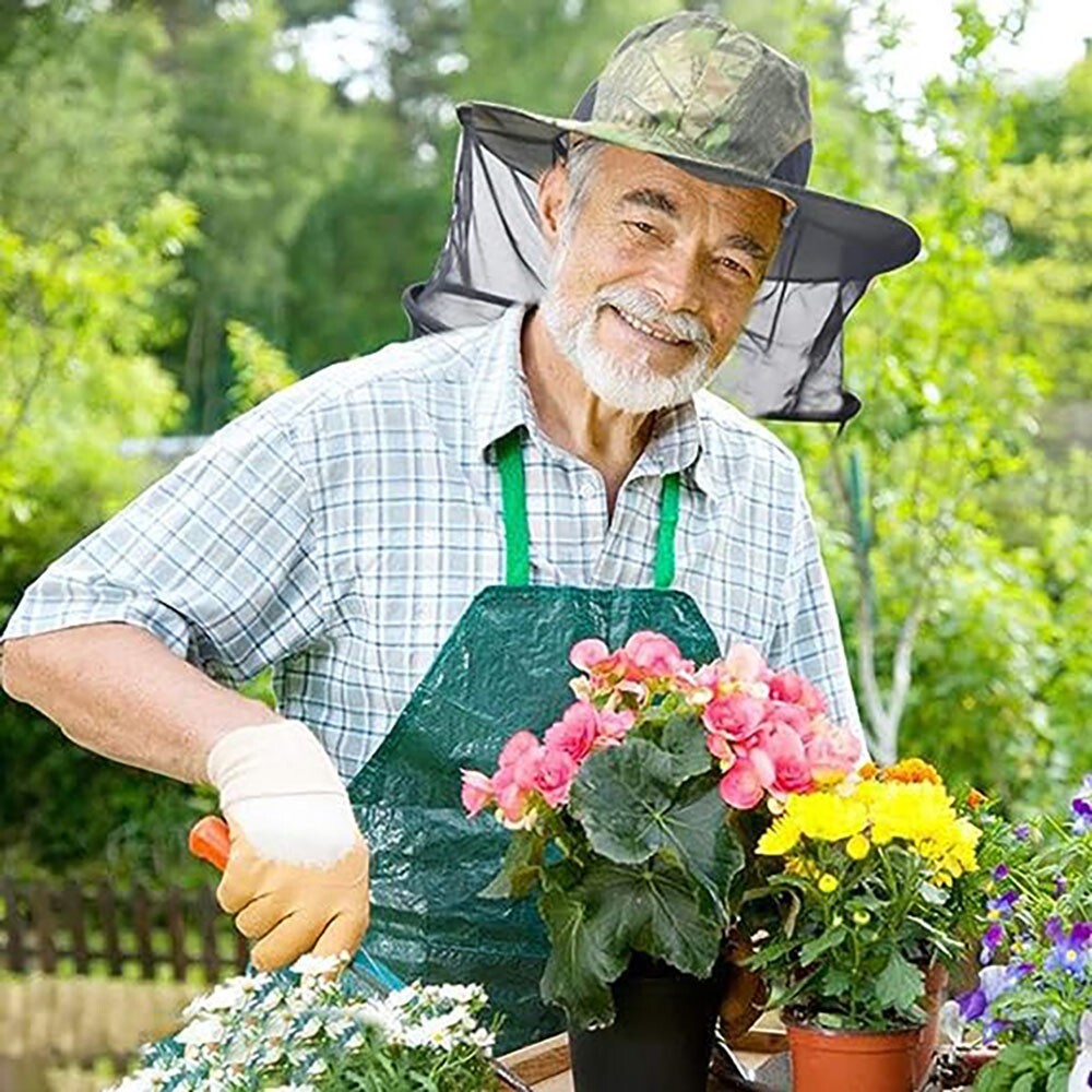 Men Women Anti-Mosquito Head Net Hat Bug Bucket Sun Fishing Hiking Safari Garden