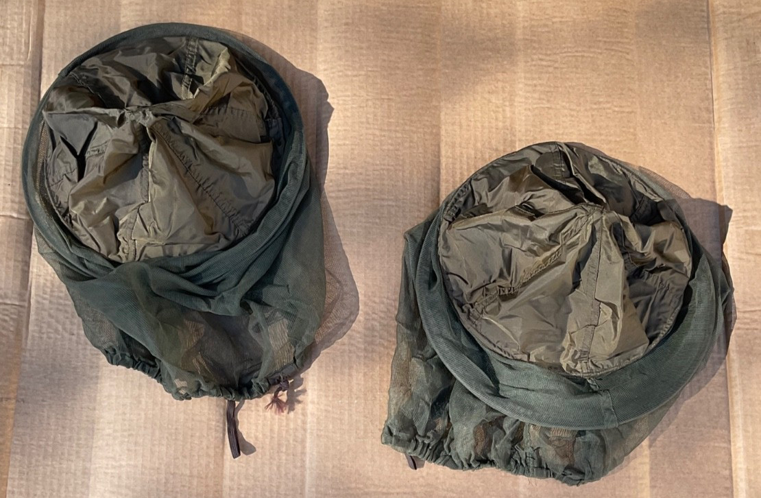 Vintage MIilitary Mosquito Head Nets (2) in Army Green.