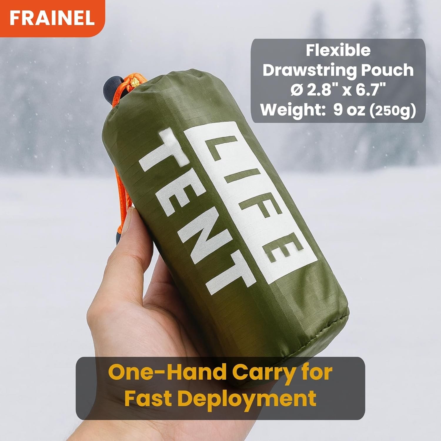 Pocket Emergency Survival Tent. Snow Life Thermal Shelter. Tube Tarp. Army Green
