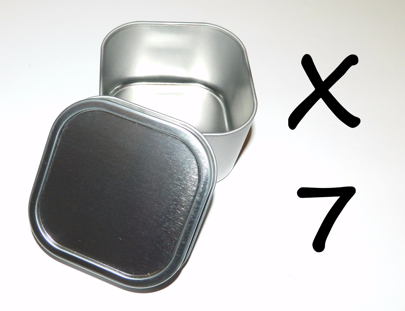 7 X 8-oz Square Slip On Lid Survival Metal Tin Can Container Box Kit Crafts Use