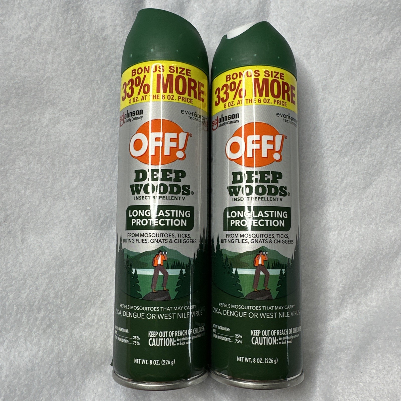 2-PACK OFF Deep Woods Insect Repellent V Spray Long Lasting 25% DEET 8 oz