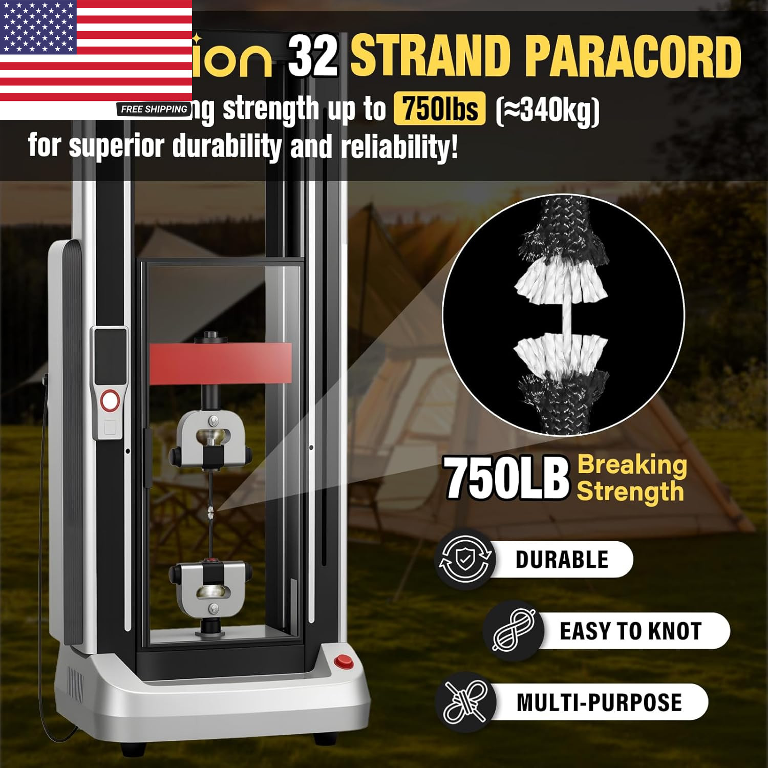 Paracord Rope 750 Lb – 1000Ft / 500Ft / 200Ft / 100Ft 5/32″ Parachute Cord 4MM 1