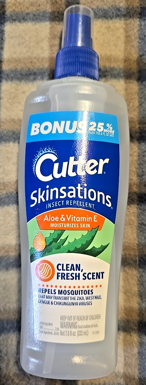 Cutter Skinsations Insect Repellent Pump Spray 7.5oz DEET Aloe Vitamin E Non-Oil