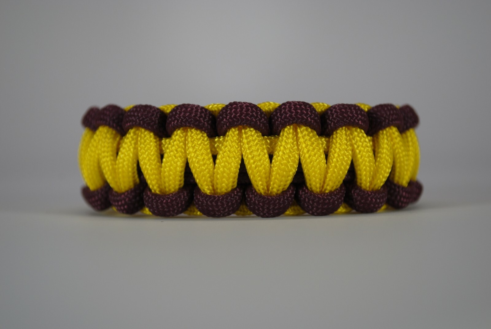 550 Paracord Survival Bracelet Cobra Burgundy/Yellow “Made in the USA”