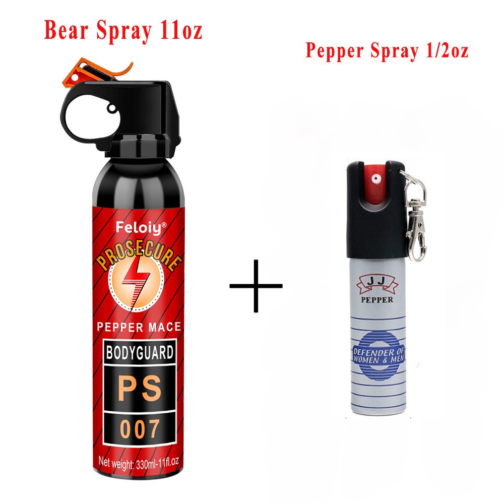 Feloiy 11 oz Bear Spray Deterrent with 1 Pack Free peper spray 1/2oz