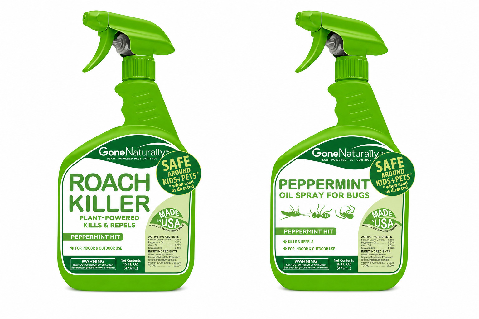 2 Bottles of Peppermint Oil Spray Insect Repellent/Roach & Bug Spray 16oz/each
