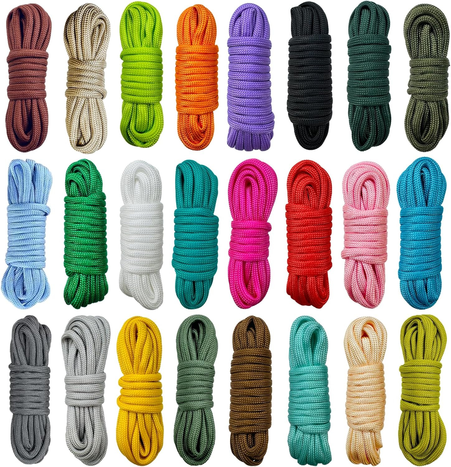 24 Colors Paracord 10 Feet Survival Cord for Crafting Random Combo Kit