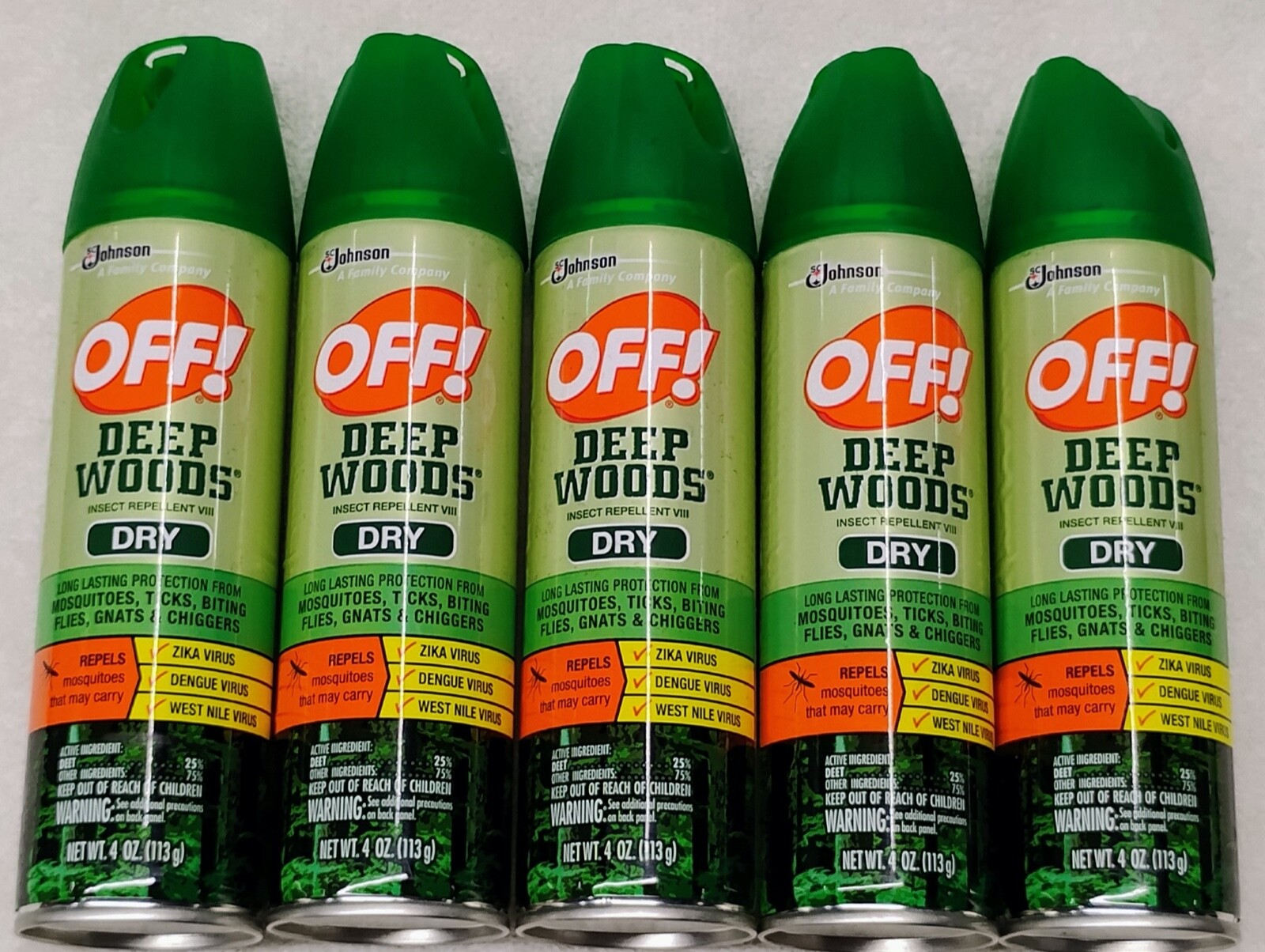 5pk OFF! Deep Woods Insect Repellent Dry Long Lasting Protection Spray 4 oz