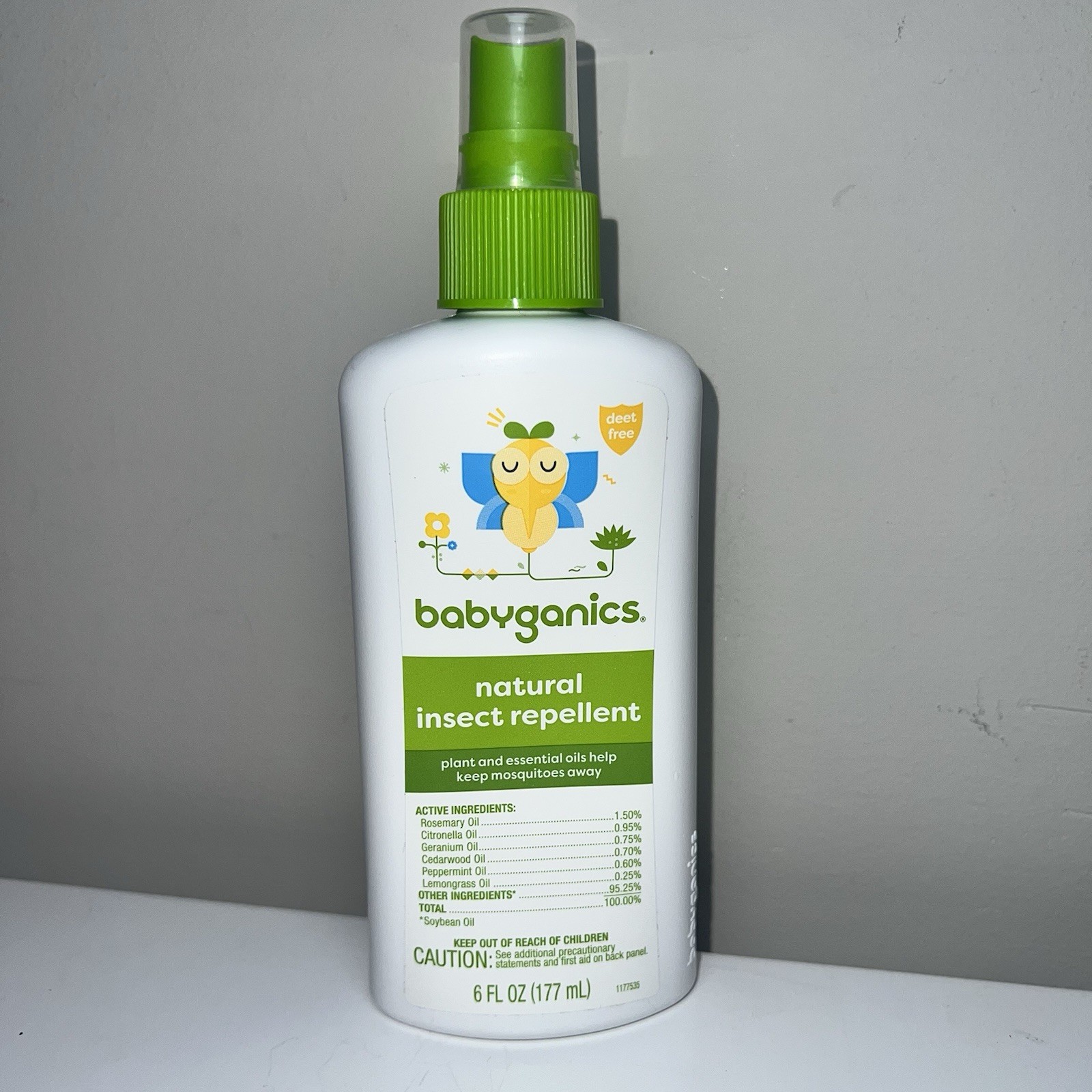 Babyganics Natural Insect Repellent Deet Free Plant and Essential Oils 6 fl Oz