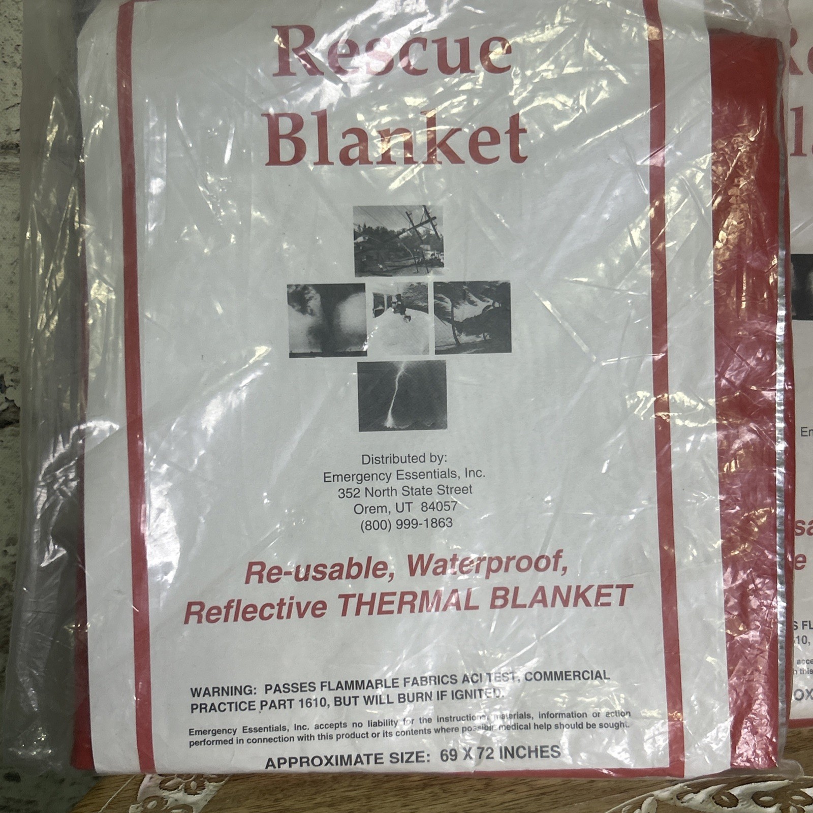 2 Emergency Essentials Reusable Thermal Rescue Blankets 69x72Mylar Survival Gear