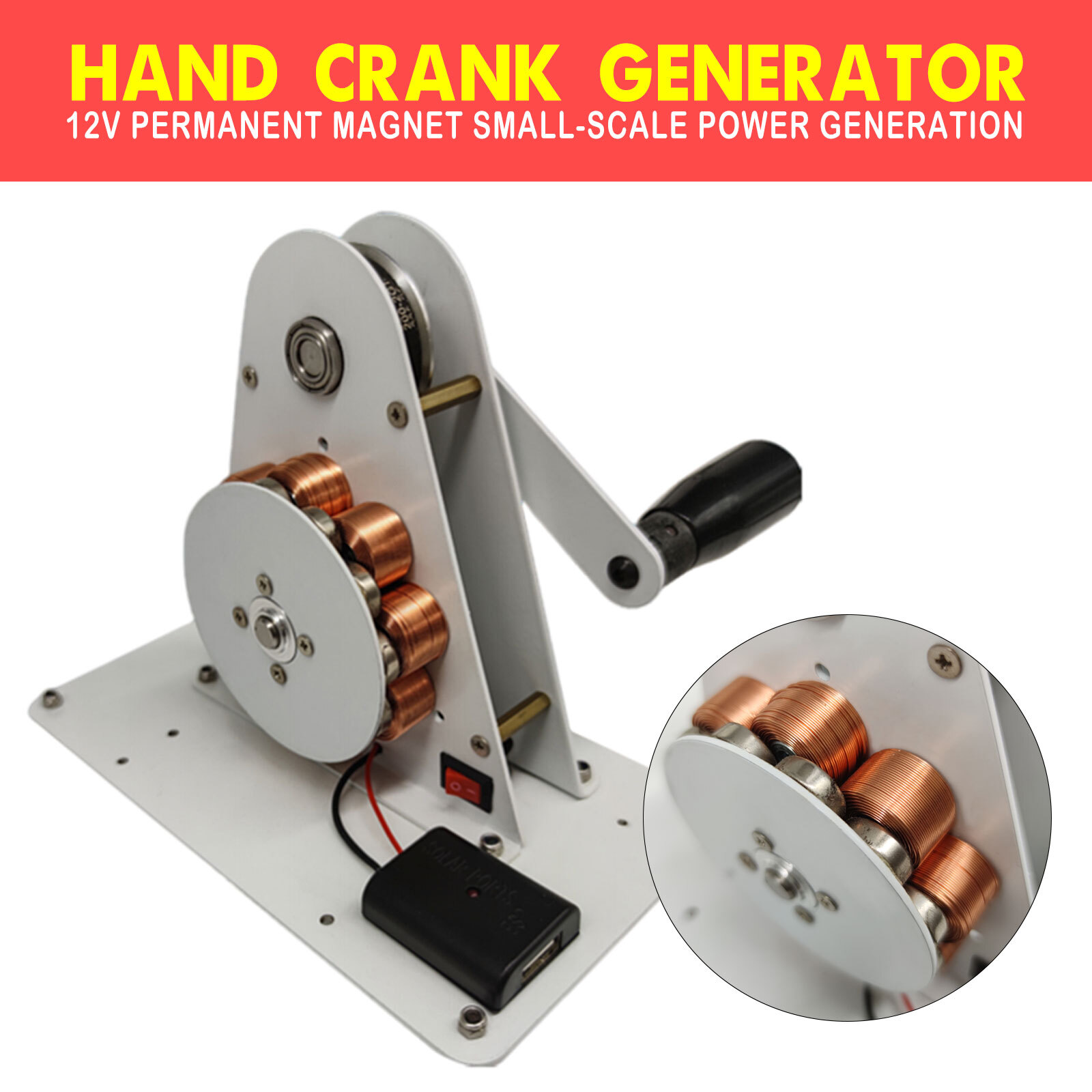 50W Portable Hand Crank Generator Emergency USB Charger Camping Outdoor Survival