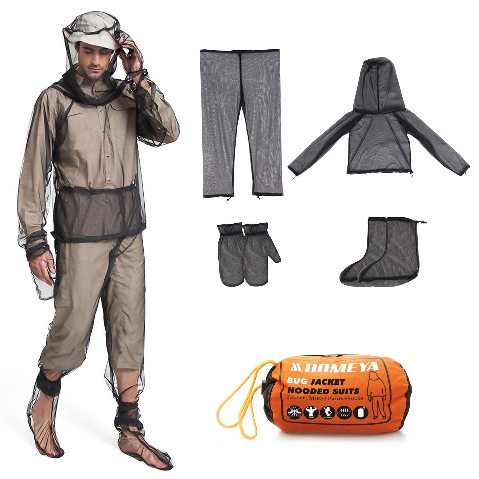 Bug Jacket S/M Anti Mosquito Netting Suit with Zipper on Hood Ultra-fine Mesh…