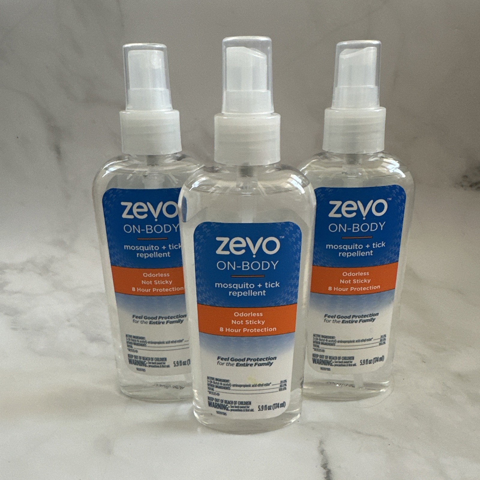 3-pk Zevo On Body Mosquito & Tick Repellent Mist Body Bug Spray 5.9 fl oz