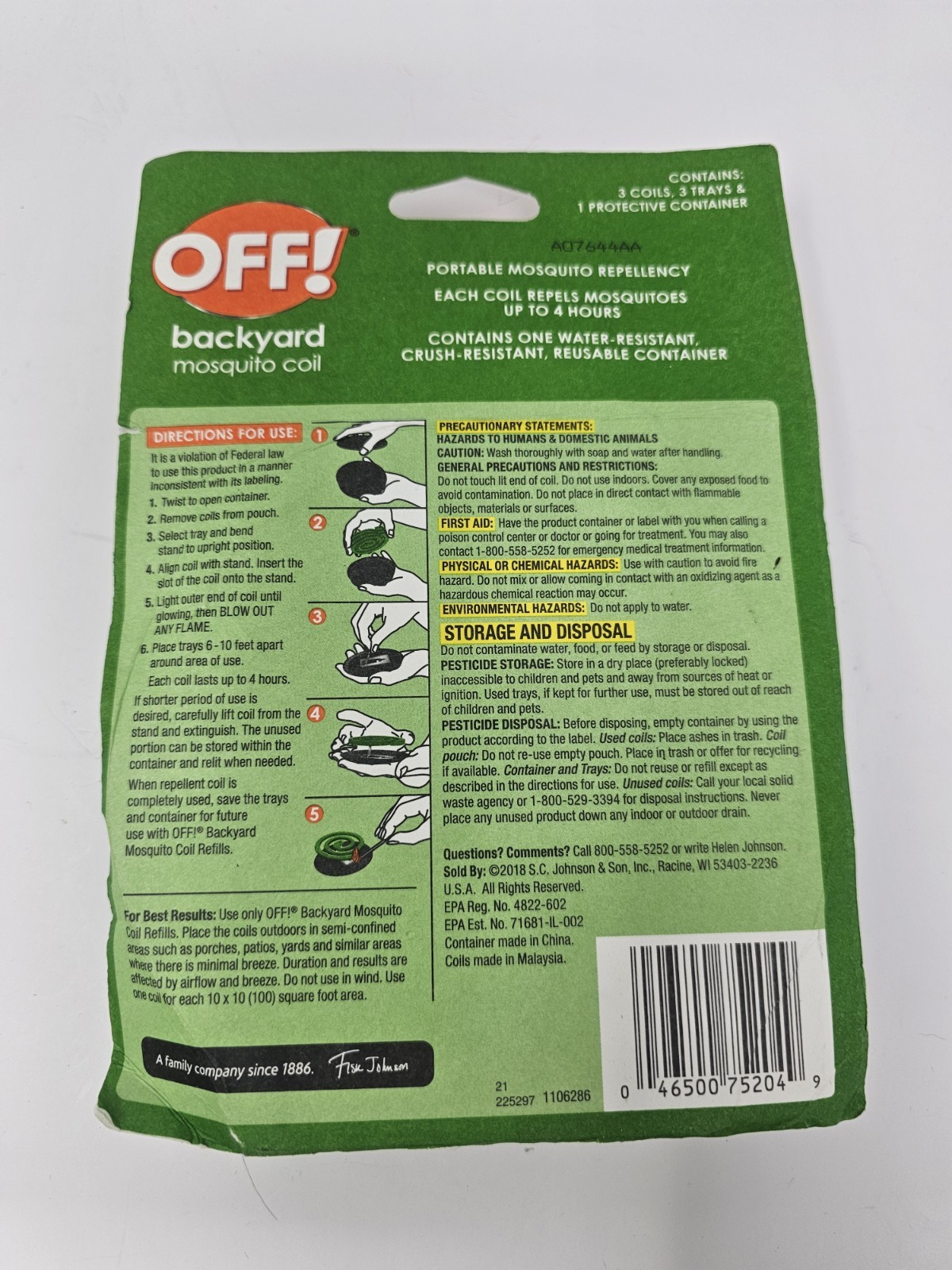 Title: OFF! Backyard Mosquito Coil Portable Repellent w/ Container 3 Coils
