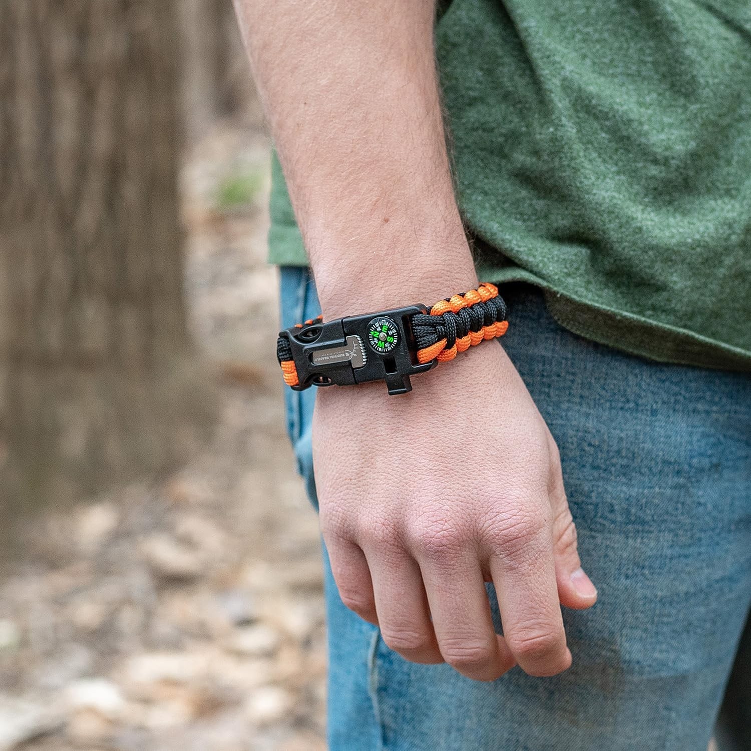 Paracord Survival Bracelets – 2 Pack, Adjustable Size, Loud Whistle, Fire