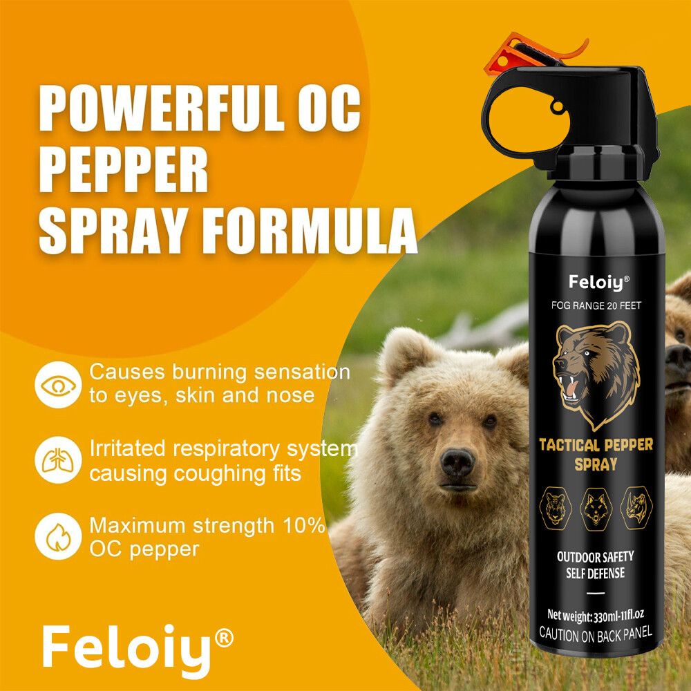 Feloiy Bear Spray Self Defense w/ Holster, 11 oz Cans, 20 ft Range NEW