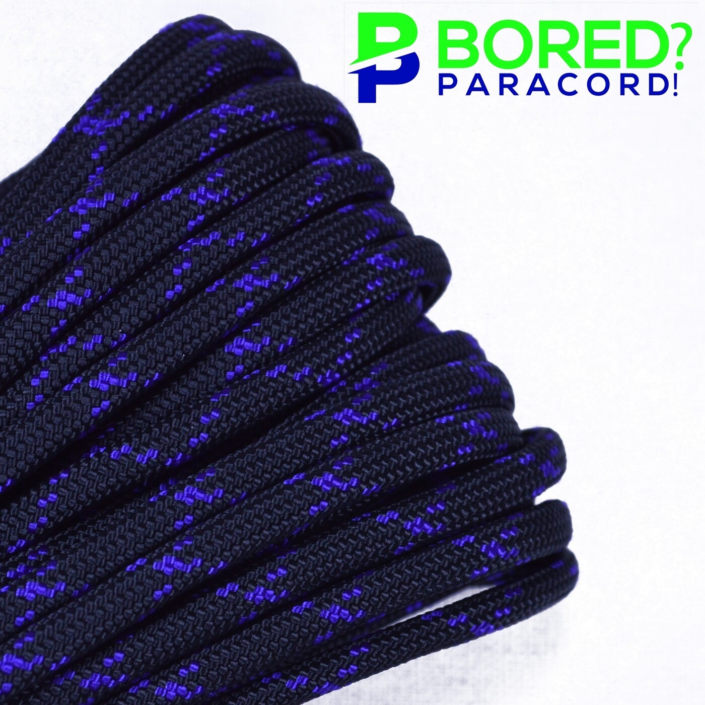 Black with Acid Purple X – 50FT – 550 Paracord Rope 7 strand Parachute Cord