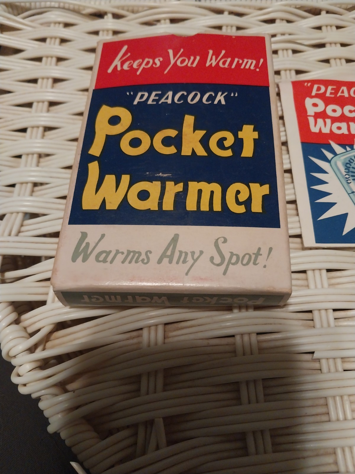 Peacock Pocket Warmer Reusable Silver Hand Warmer w/ Box Instructions Pouch