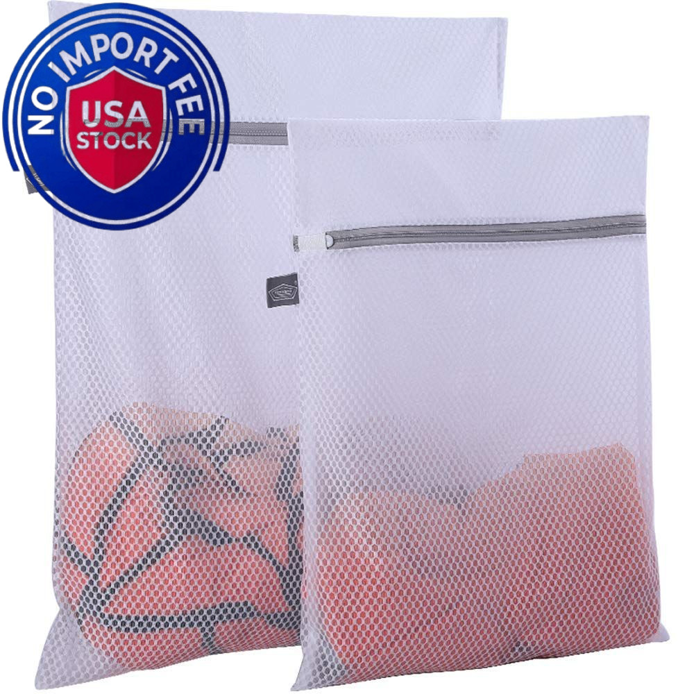 Kimmama Laundry Mesh Wash Bags, Lingerie Bags 1L(16×20″)+1M(12×16″), White
