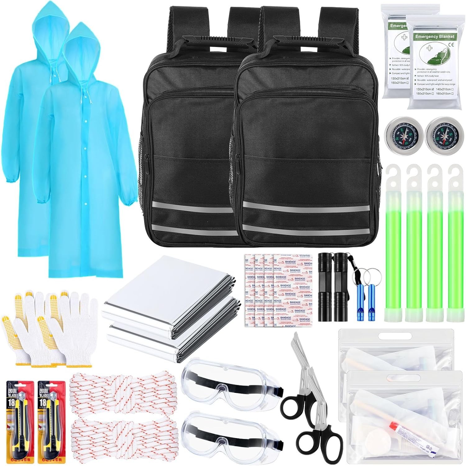 Threlaco 2 Persons Survival Kit 72 Hours First Aid Kit Emergency Survival