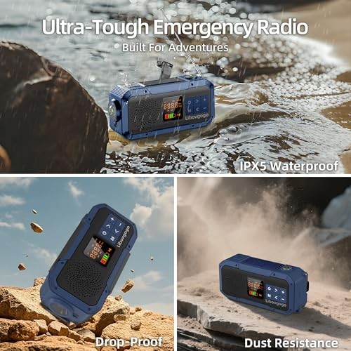 Emergency Weather Radio with IPX5 Waterproof Portable Bluetooth BLUE