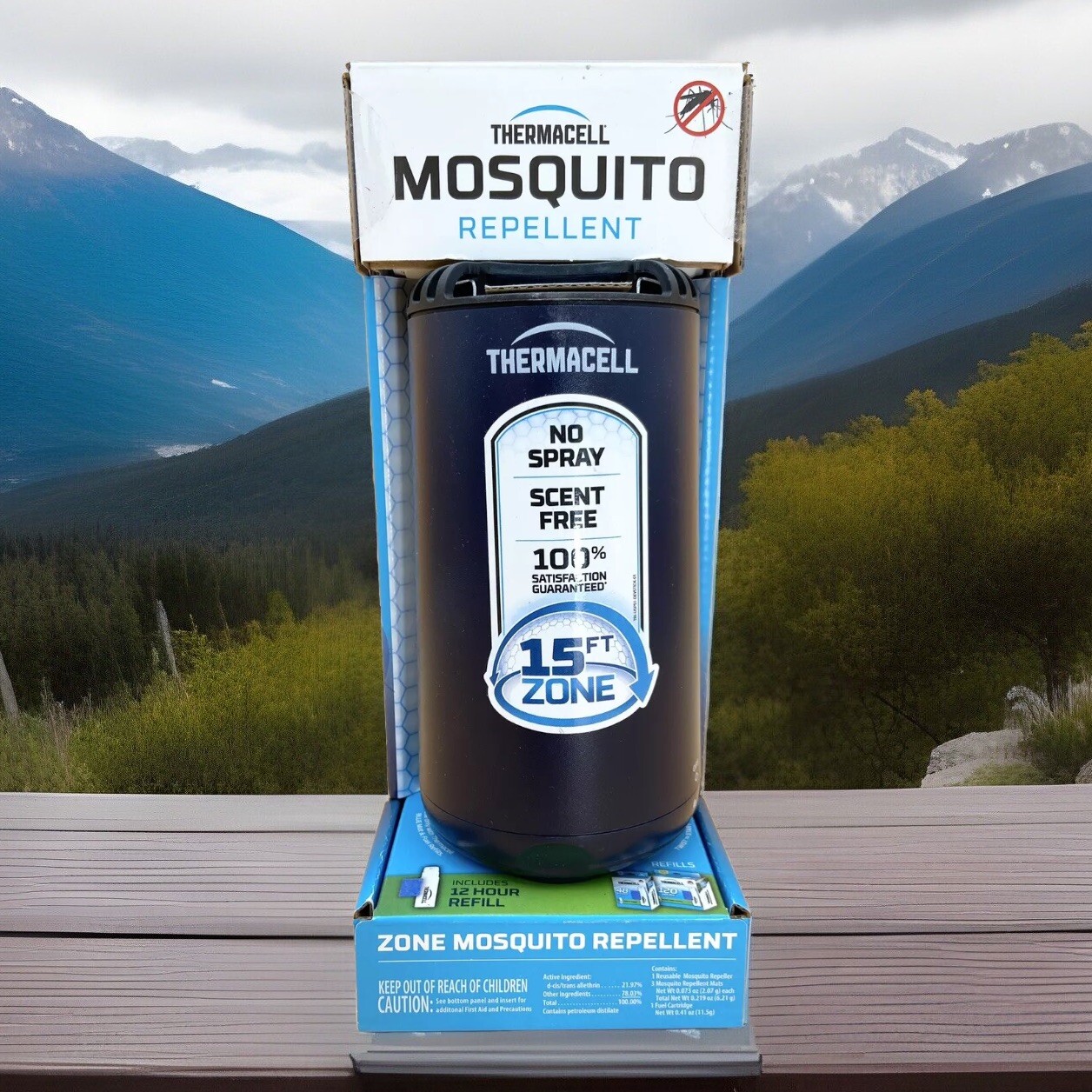 Thermacell Mosquito Repellent Patio Shield Midnight 15 Ft Zone, 12 Hour Refill.