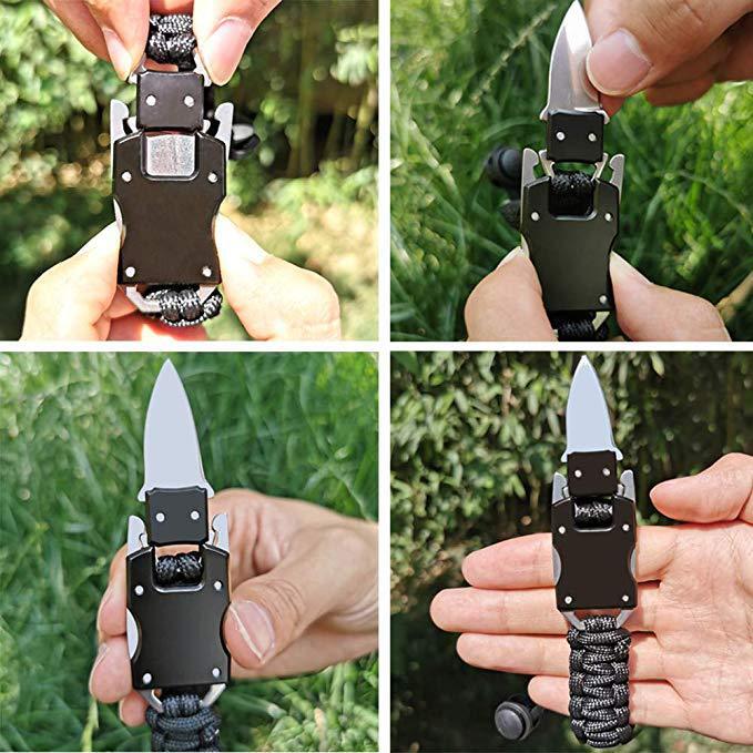Black Tactical Knife Bracelet Wilderness Survival Self-Protection Portable Gear