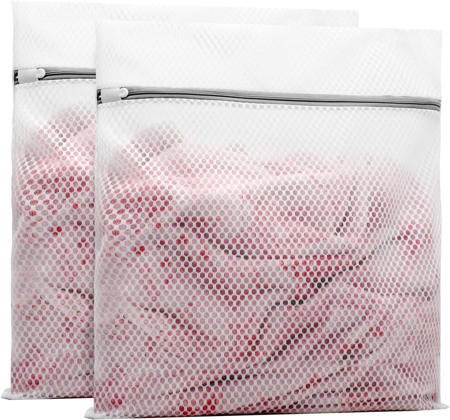 2Pcs Durable Honeycomb Mesh Laundry Bags for Delicates 24 x XX-Large, White
